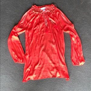 Orange open shoulder maternity top
